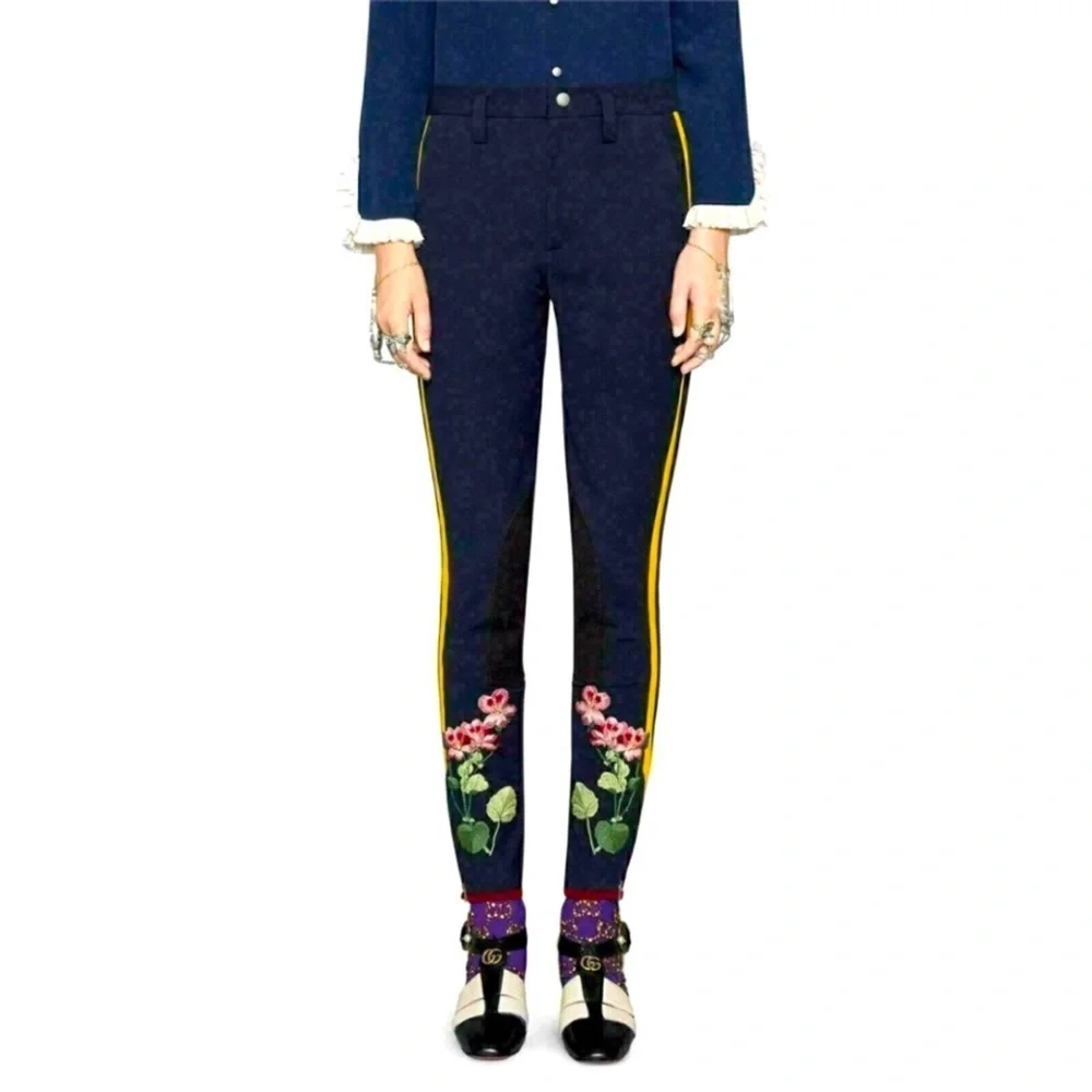 NWT Gucci Riding Pants with Floral Embroidery - Picture 8 of 12